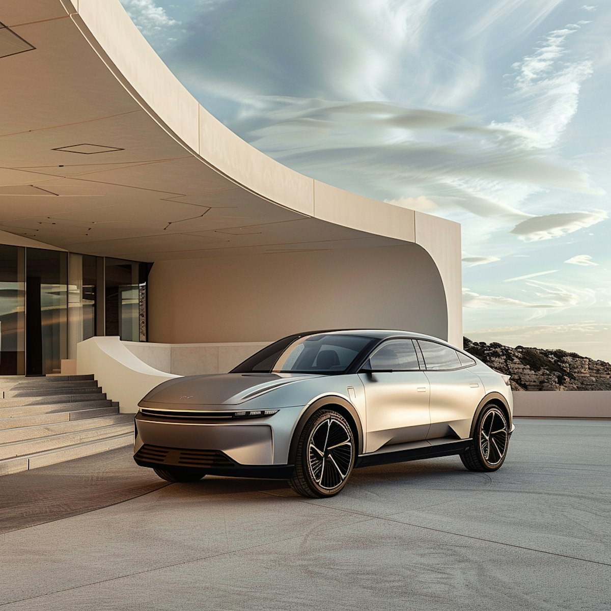 Electric vehicle plugged in for charging at lease dealership